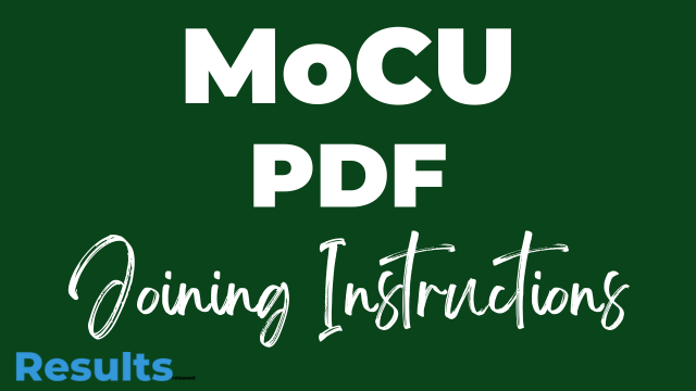 MoCU Joining Instructions 2024-25 PDF