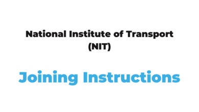 National Institute of Transport (NIT) Joining Instruction 2024-25 PDF